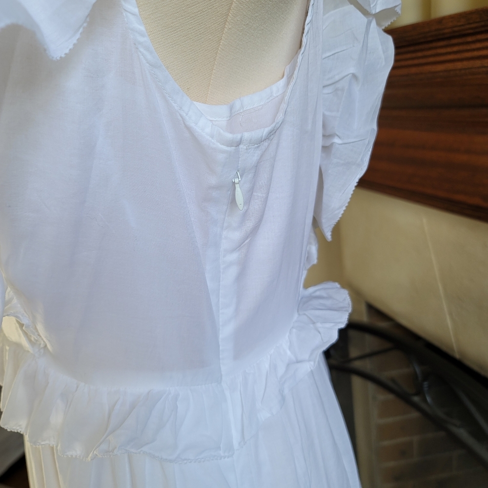 New! J Crew sz M Ruffle-sleeve White Cotton Voile Summer Midi Dress NWT - Picture 3 of 7